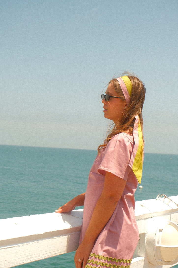 Far Out Headband in Rosy Pink & Moss