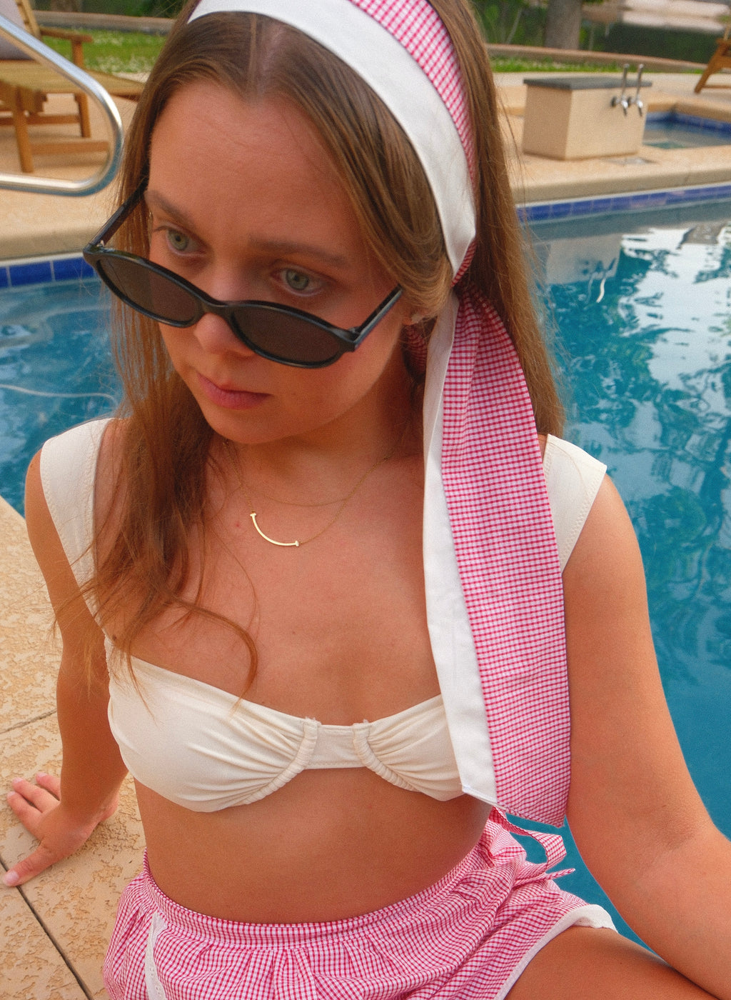 Far Out Headband in Cherry Red Gingham