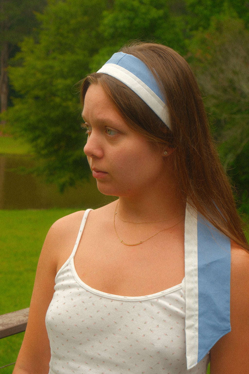 Far Out Headband in Provence Blue & Cream