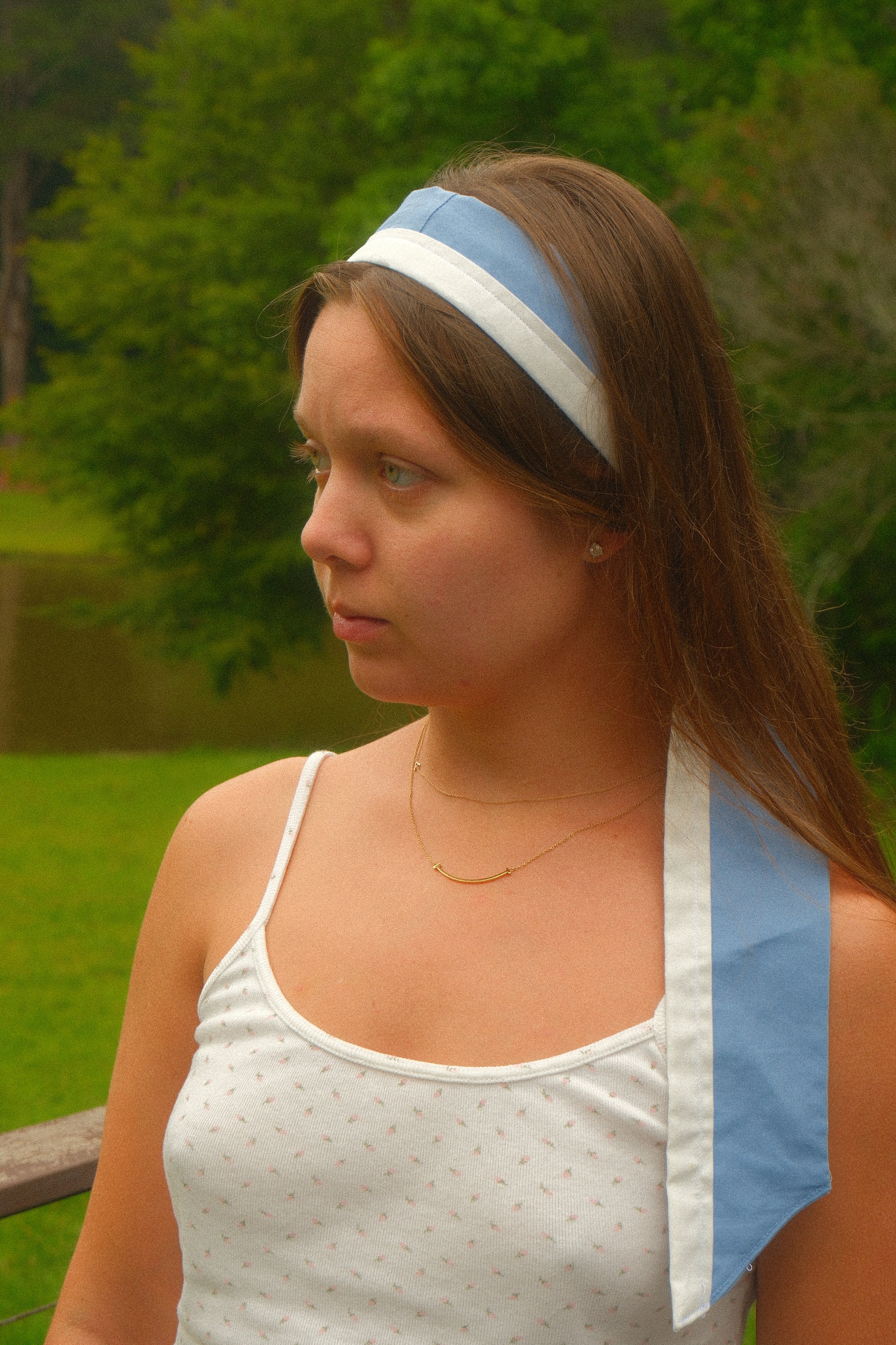 Far Out Headband in Provence Blue & Cream