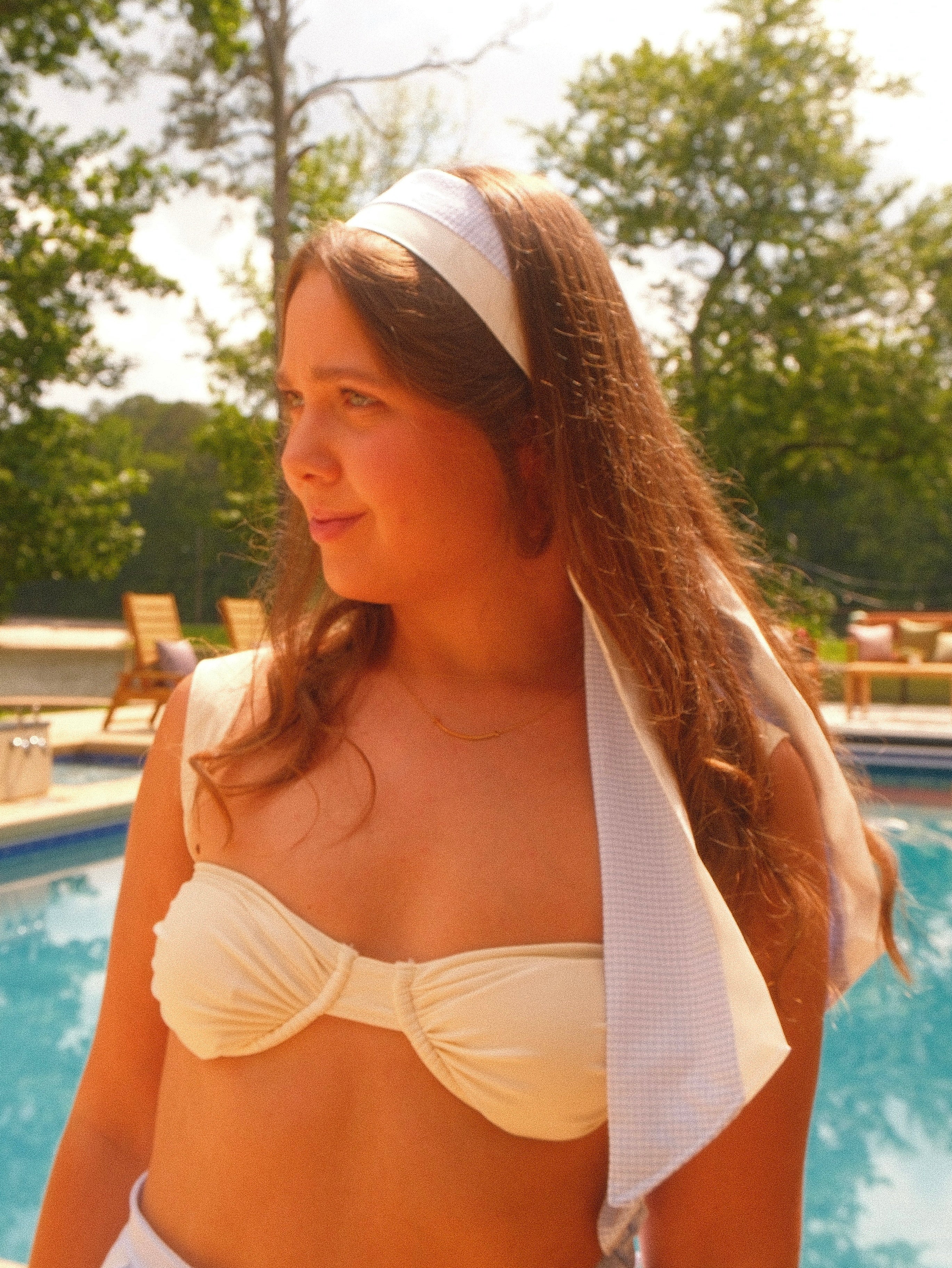 Far Out Headband in Powder Blue Gingham