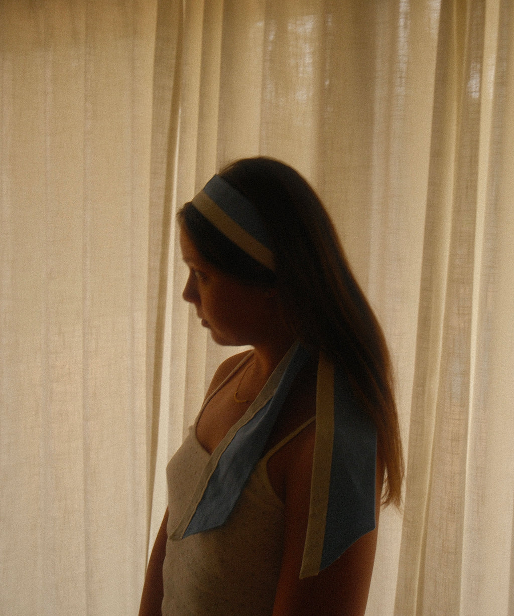 Far Out Headband in Provence Blue & Cream