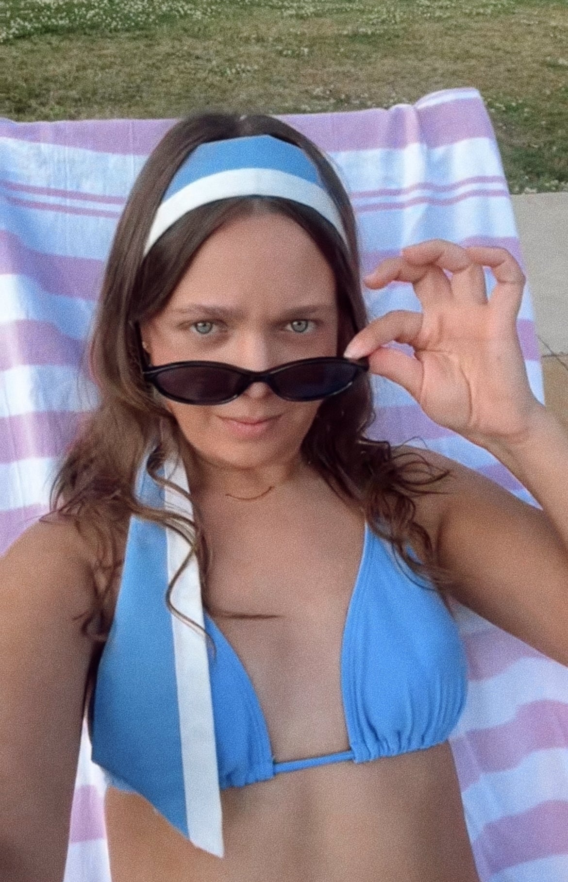 Far Out Headband in Provence Blue & Cream